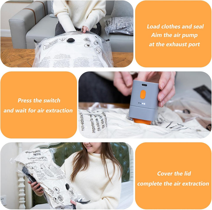 Kabellose tragbare Vakuumpumpe für Vakuumbeutel – 4500 PA Saugkraft, 25W, 1800mAh Akku, USB-C Ladung