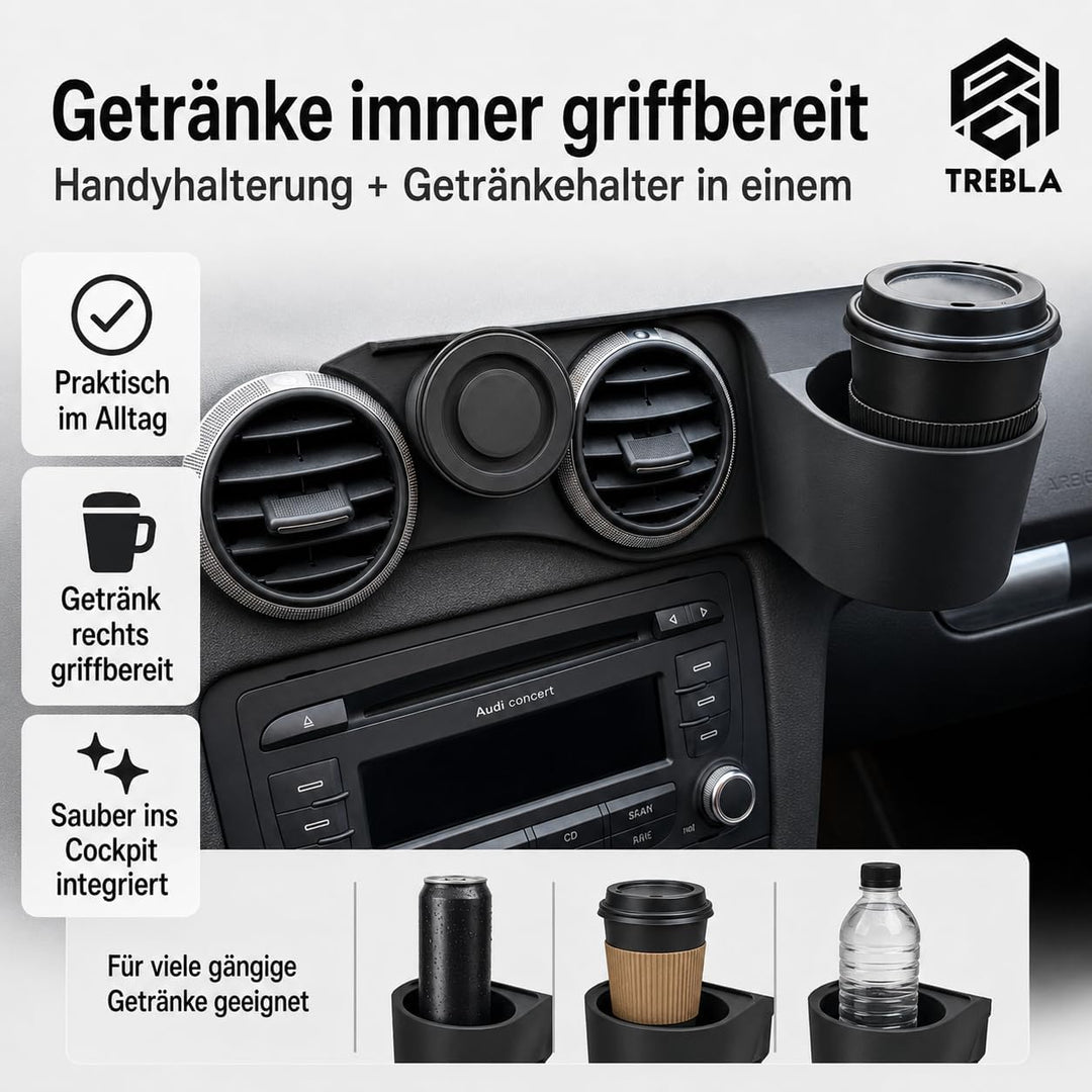 Generisch Handyhalterung kompatibel mit Audi A3 8P (BJ 2004-2013) Plus Getränkehalter, Plus Getränke