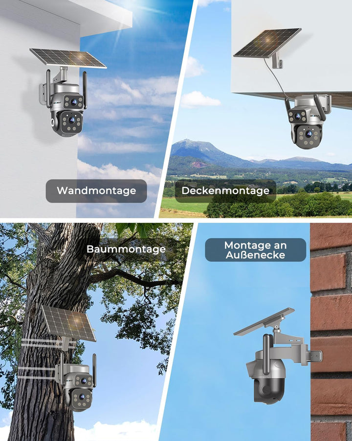 GENBOLT 4G LTE Solar Überwachungskamera Aussen Kabellose, AOV 7/24-Aufzeichnung 3MP+3MP PTZ IP Kamer