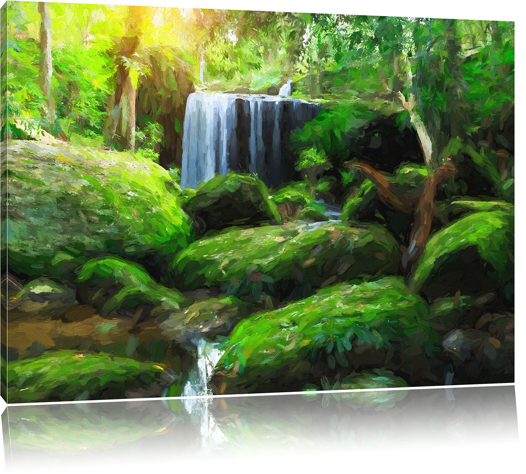 Pixxprint Regenwald in Thailand / 100x70cm Leinwandbild bespannt auf Holzrahmen/Wandbild Kunstdruck