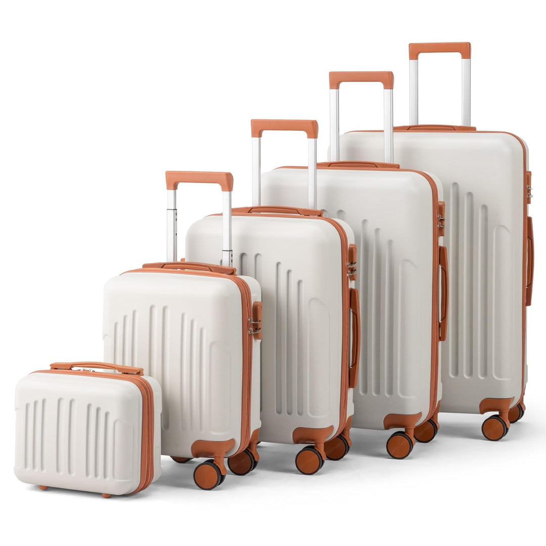 LALAHO Kofferset 5 teilig mit Kosmetikkoffer, Hartschalen Koffer Set aus ABS, Reisekoffer Set, Gepäc