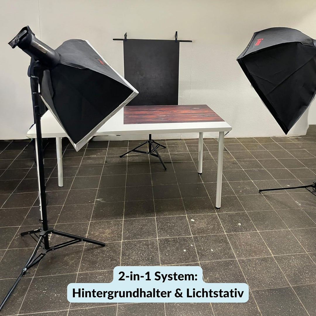 Lens-Aid Hintergrundhalter Fotostudio: Ausfahrbares Stativ mit Querträger für Fotohintergründe, 2 Kl