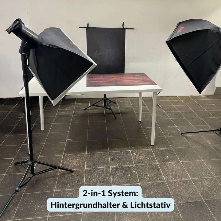 Lens-Aid Hintergrundhalter Fotostudio: Ausfahrbares Stativ mit Querträger für Fotohintergründe, 2 Kl