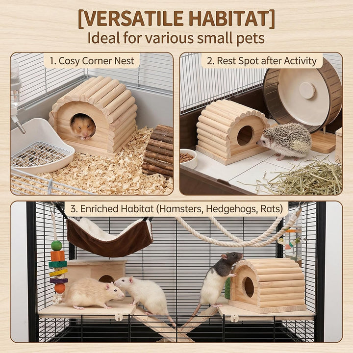 Yardwe Hamsterhaus Aus Holz 10X10X9Cm Robustes Kleintierhaus Mit GemüTlichem Versteck FüR Hamster Go