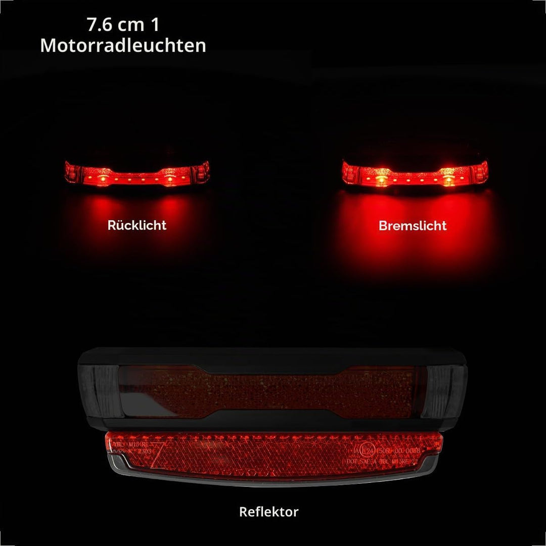 evermotor 6-58V LED Rücklicht Motorrad, StVZO Zugelassen Fahrrad Bremslicht mit Reflektor für Hinten
