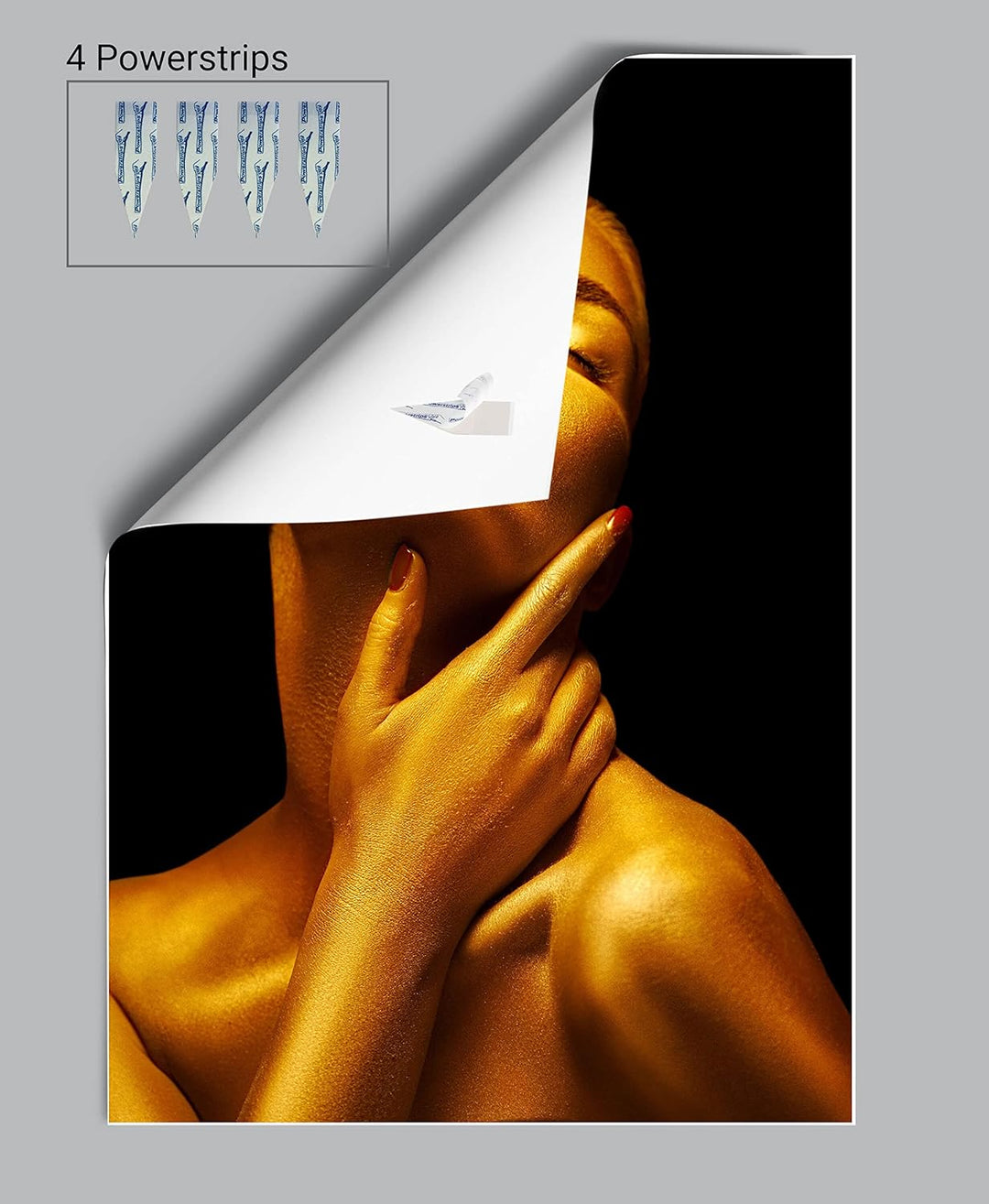 wandmotiv24 Poster als Wanddeko, Grösse 100x70cm, Gold Collection, Frau in Gold, rote Nägel, Edel, G