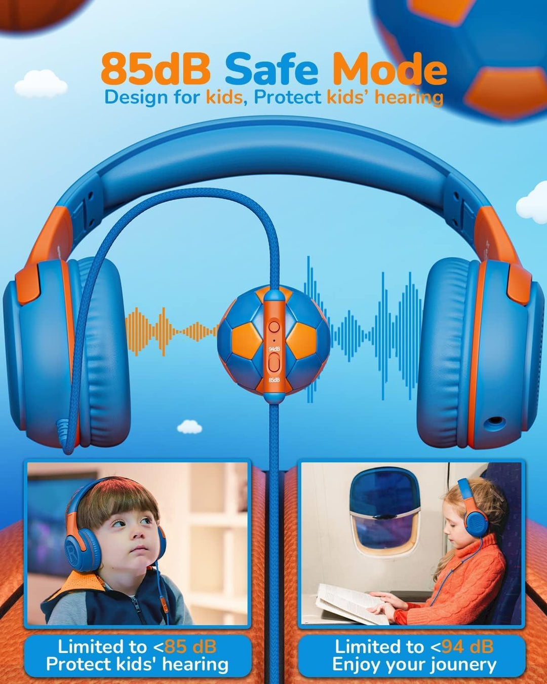 awatrue Kinder Kopfhörer[3 Pack], Kabel Kinderkopfhörer mit Mikrofon, Kopfhörer Kinder für Schule/Re