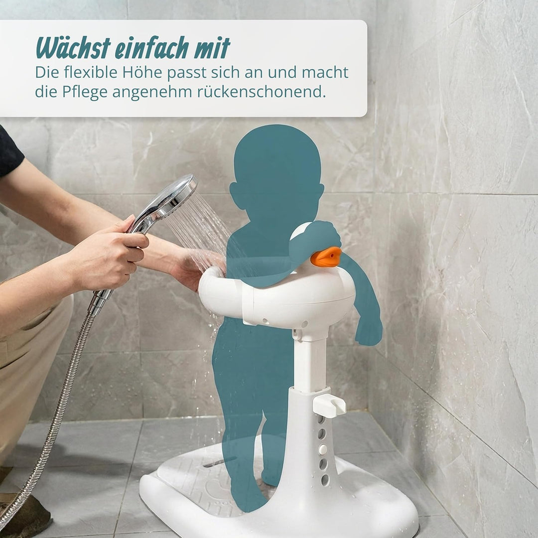 Relaxdays Baby-Duschständer höhenverstellbar, HBT: 45-67x50x40cm, grau-weiss | Duschhilfe Kinder, st