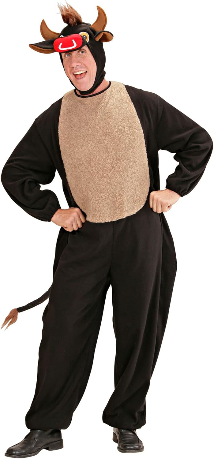 "BULL" (jumpsuit with buttocks, headpiece with mask) - (S), S