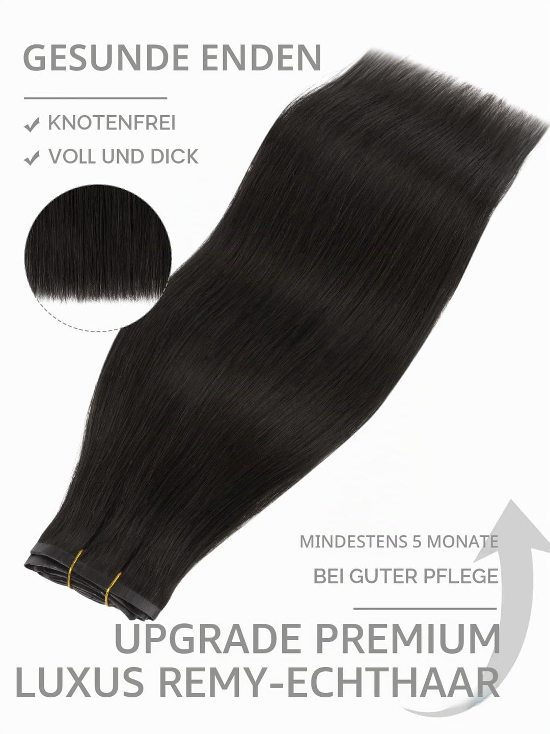 Nahtlose Clip In Extensions Echthaar, 50cm 7pcs 150g Natürliches Schwarz Echthaar Extensions Clip Re