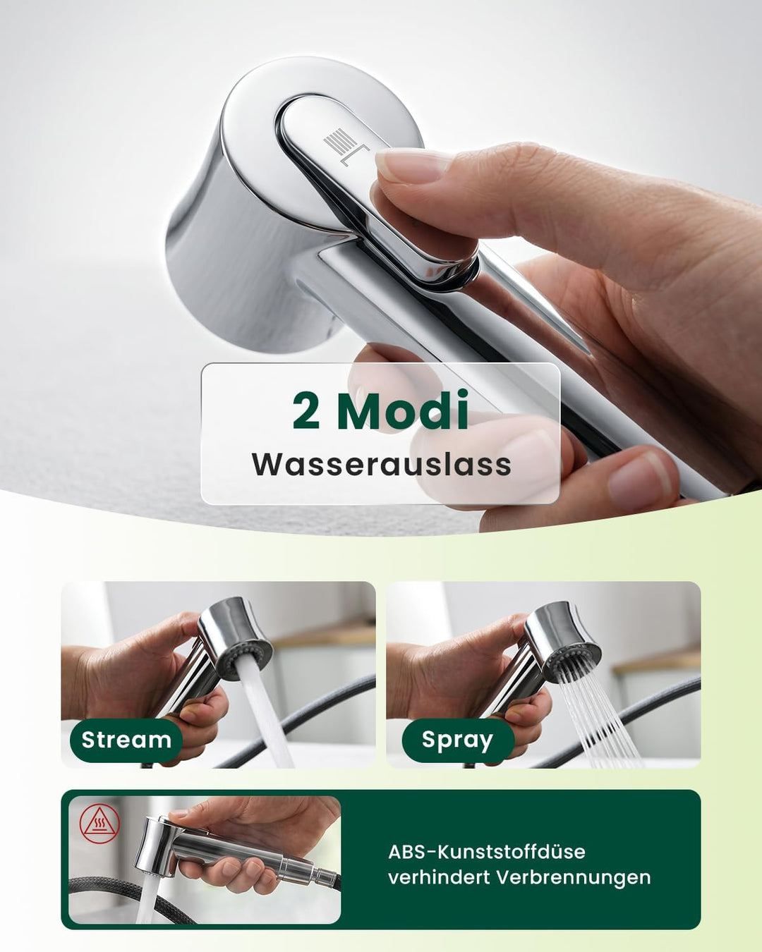 DAYONE Küchenarmatur 360°Drehbar Wasserhahn Ausziehbar Edelstahl Gebürstet Hochdruck Einhand-Spültis