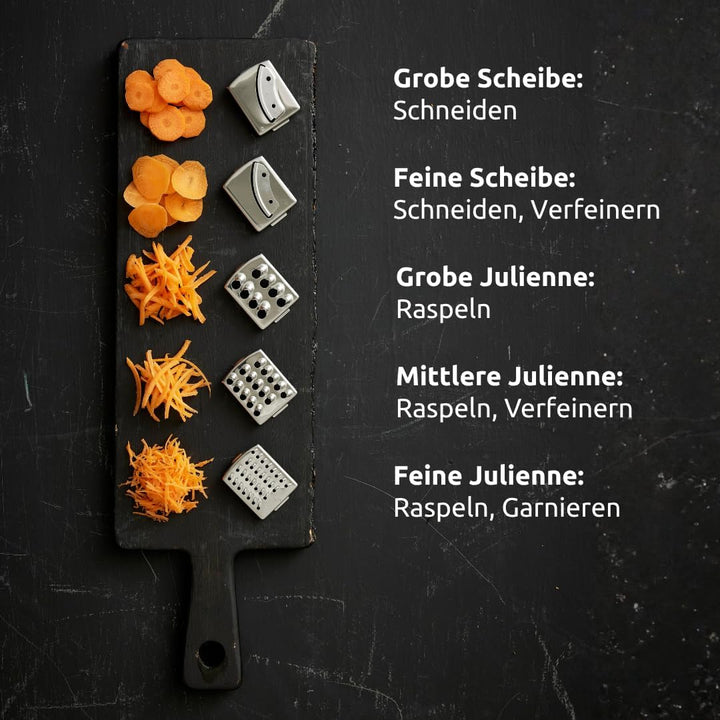 bamix Zubehör SliceSy für alle bamix Stabmixer ab 180 Watt, inkl. 5 Scheiben, Küchenmaschine multifu