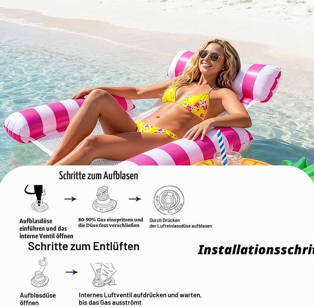 2 Stück Luftmatratze Wasser Hängematte, 4 in 1 Luftmatratze Netz Pool Hängematte Erwachsene, Pool Zu