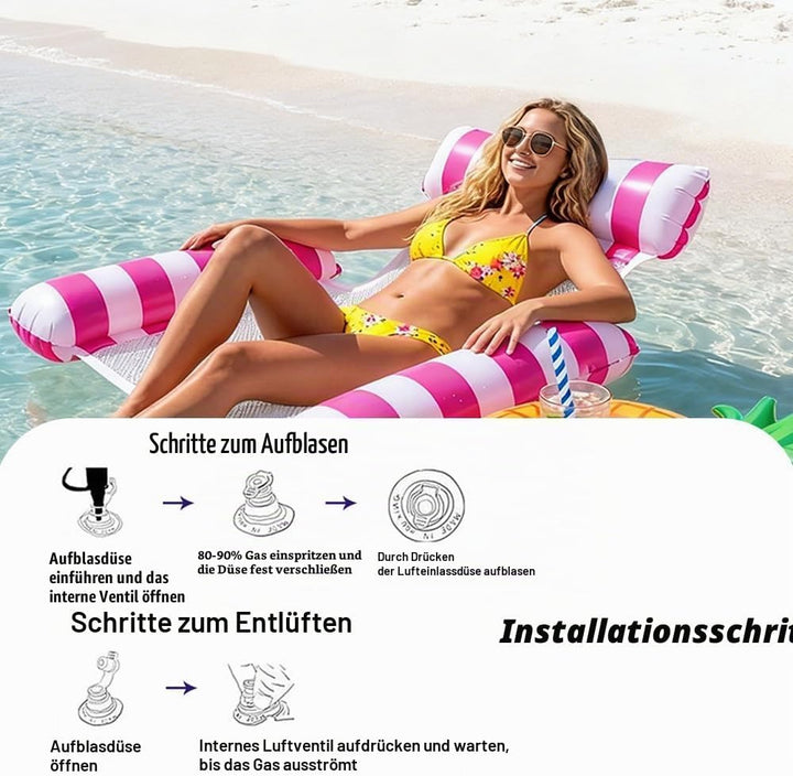 2 Stück Luftmatratze Wasser Hängematte, 4 in 1 Luftmatratze Netz Pool Hängematte Erwachsene, Pool Zu