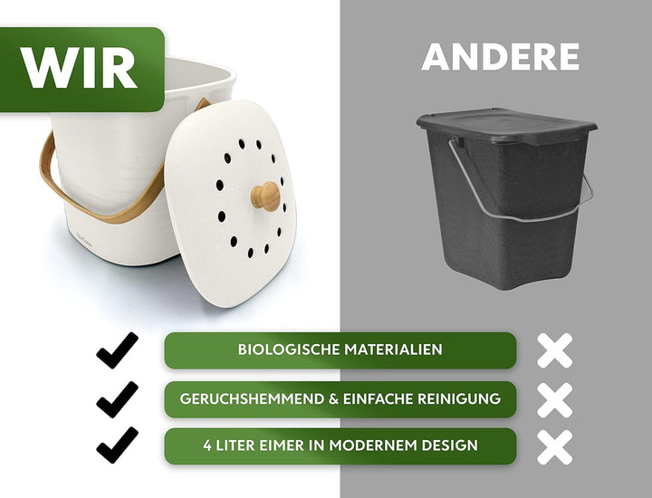 YourCasa Biomülleimer Küche klein 4L geruchsdicht für Biomüll - Komposteimer mit Aktivkohlefilter -