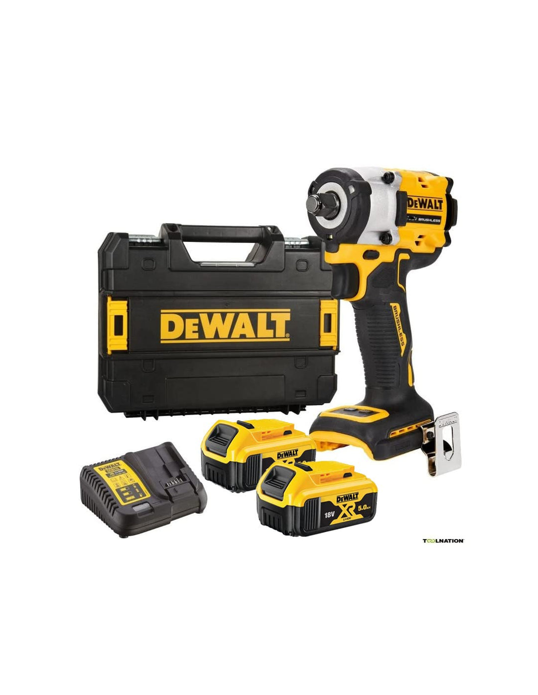 DeWalt Impacto sin escobillas XR 18V 1/2" 406Nm con anillo de retención 2 baterías Li-Ion 5Ah y male