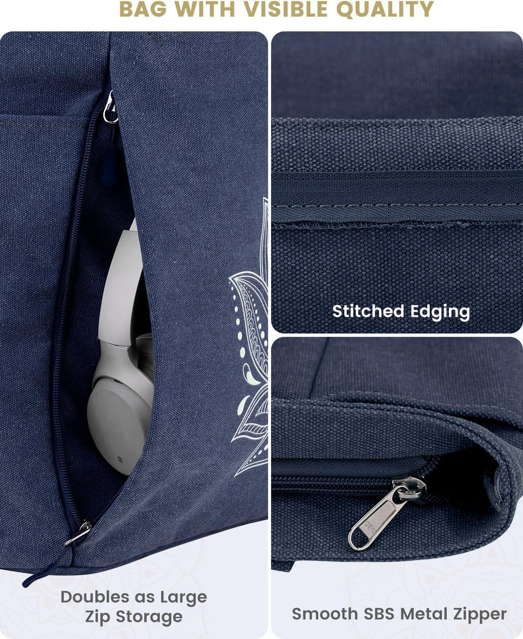 Gonex Yogatasche, Grosse Pilates Tragetasche mit Mehreren Taschen für Damen Herren, Robuste Canvas T