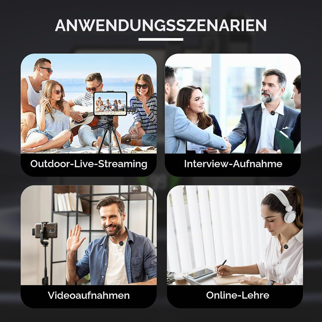 Mini Lavalier Wireless Mikrofon, Kabellose Bluetooth Ansteckmikrofon für iPhone/Android/PC Handy Wir