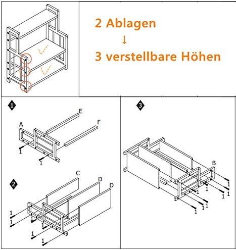 RELAX4LIFE 3-stufiges Gewürzregal, Küchenregal aus Bambus, Gewürzständer mit höhenverstellbarer Abla