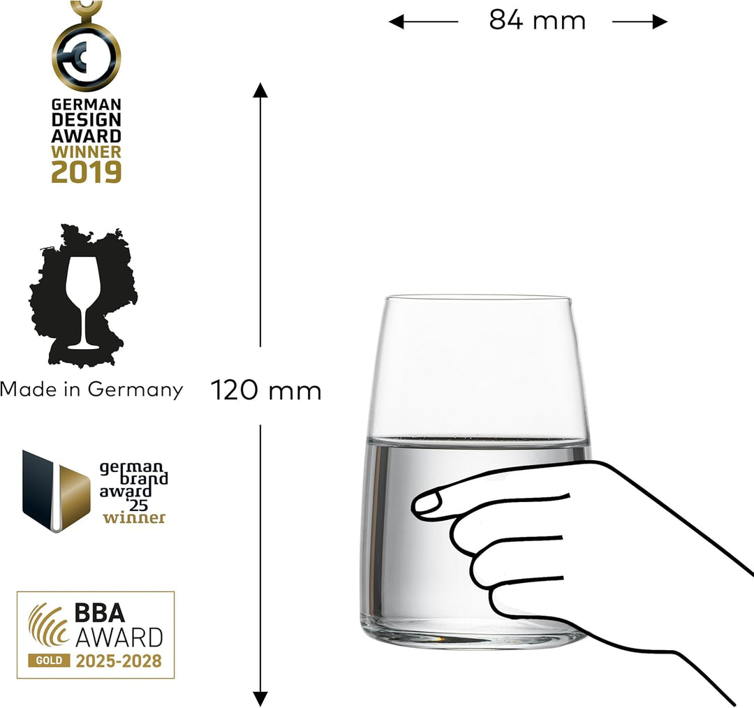 Zwiesel Glas Universalbecher Vivid Senses (4-er Set), vielseitig einsetzbare Trinkgläser, spülmaschi