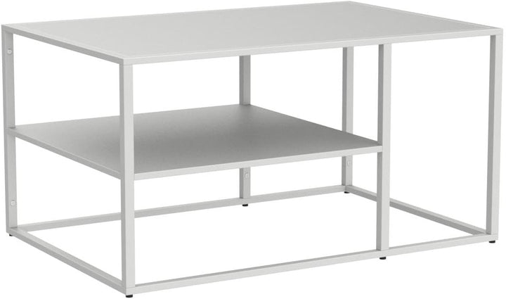 [en.casa] Couchtisch Solund Beistelltisch Metall Weiss Wohnzimmertisch mit Stauraum 90 x 60 x 45 cm