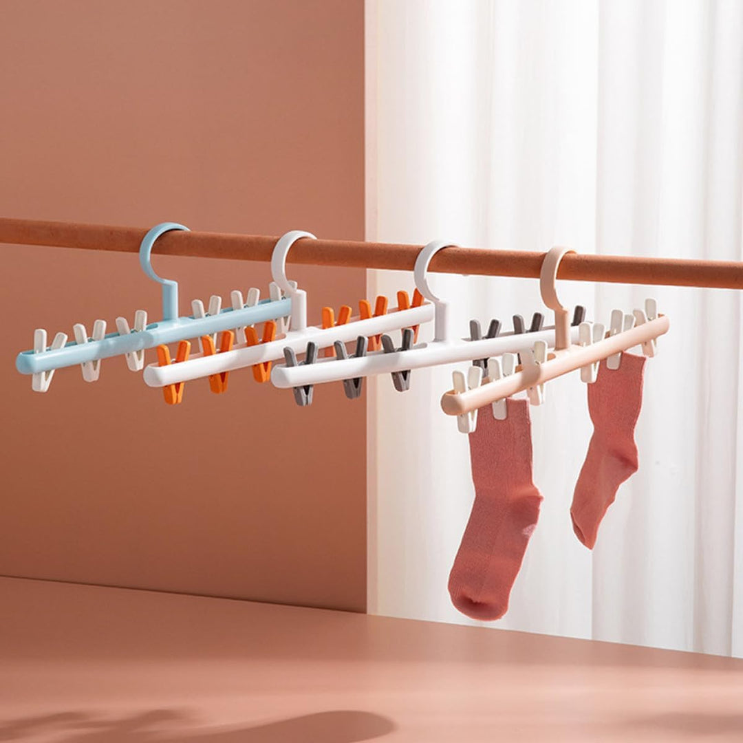 Angoily 2stücke Multifunktionaler Wäschebügel mit Clips Windgeschützt Drehbar Graues zum Trocknen vo