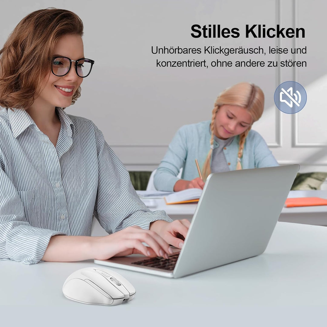 TECKNET Bluetooth Maus, Wiederaufladbare Maus Kabellos(DREI Modi: BT 5.0/3.0 + 2.4G), 4800 DPI, Ergo