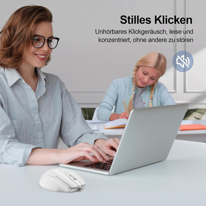 TECKNET Bluetooth Maus, Wiederaufladbare Maus Kabellos(DREI Modi: BT 5.0/3.0 + 2.4G), 4800 DPI, Ergo