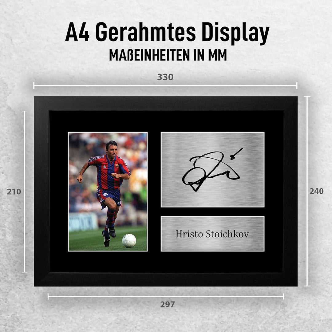 HWC Trading FR A4 Hristo Stoichkov Barcelona Gifts gedrucktes Autogramm für Fans und Fans – A4 gerah