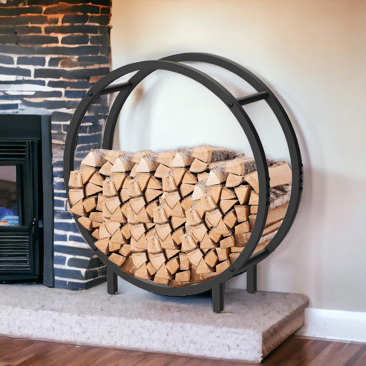DanDiBo Kaminholzregal Innen Metall Schwarz Stehend Rund 60 cm Kaminholzständer 96468 Kaminholzhalte
