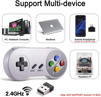 miadore Wireless USB Controller für SNES Emulator, 2 Pack 2.4G USB Gamepad Joystick SNES Game Contro