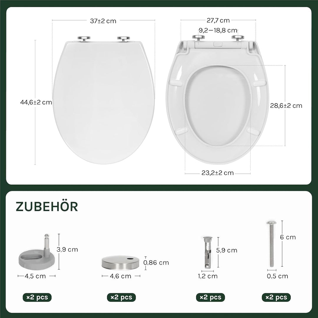 WOLTU Toilettendeckel, WC Sitz Toilettensitz mit Absenkautomatik, Toilettensitz aus Kunststoff, Fast