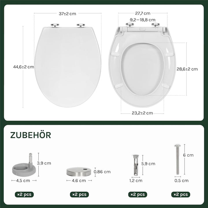 WOLTU Toilettendeckel, WC Sitz Toilettensitz mit Absenkautomatik, Toilettensitz aus Kunststoff, Fast