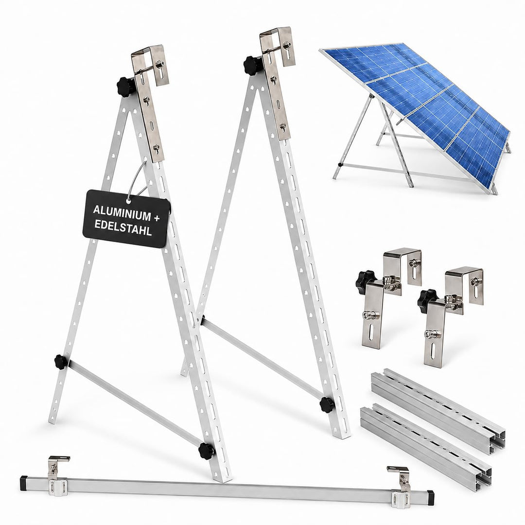 Trango ST-0006S - Solarmodul Alu-Halterung silber - für eckige Balkongeländer - Balkonkraftwerk - In