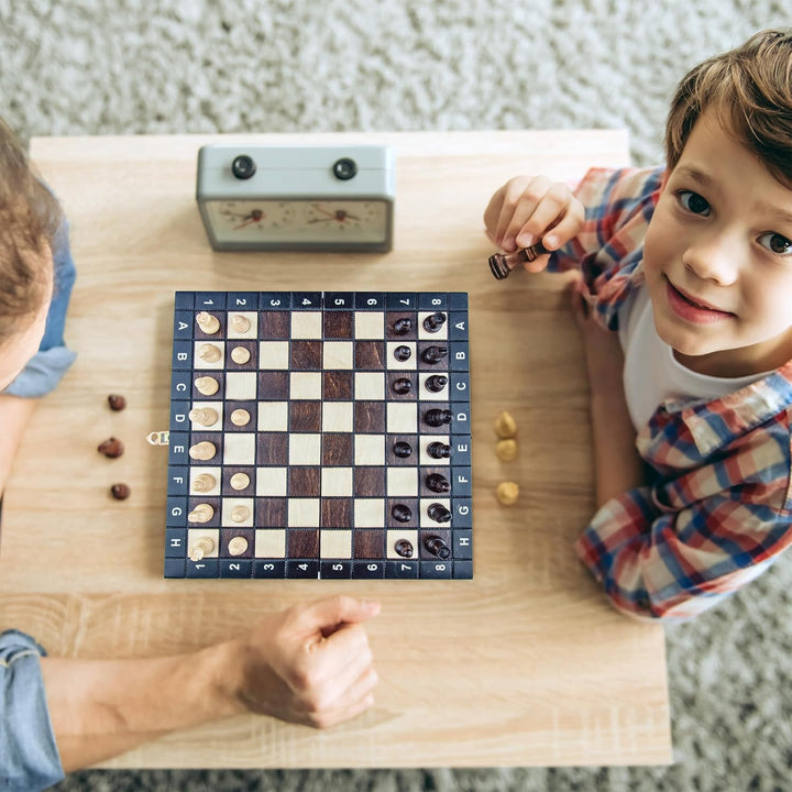 Schachspiel Schach Schachbrett Holz hochwertig 42 x 42 cm - Chess Board Set klappbar mit Schachfigur