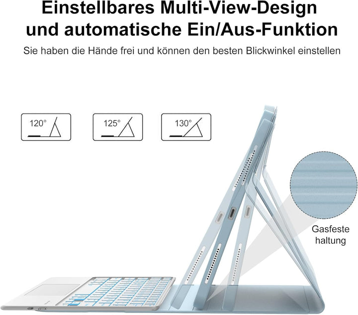 Hülle mit Tastatur für iPad A16 11 Generation 2025/10 Generation 2022, Bluetooth Magnetische Tastatu