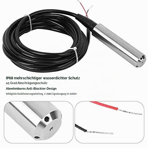 Wasserstandsensor, TL-136 Flüssigkeitsstandgeber, 12-32VDC 4-20mA 304 Edelstahl Signalausgang Wasser