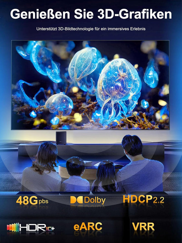 SOEYBAE 8K Optic HDMI Kabel 15m, HDMI 2.1 Glasfaserkabel 48Gbps 8K@60Hz 4K@120Hz 3D-Unterstützung HD