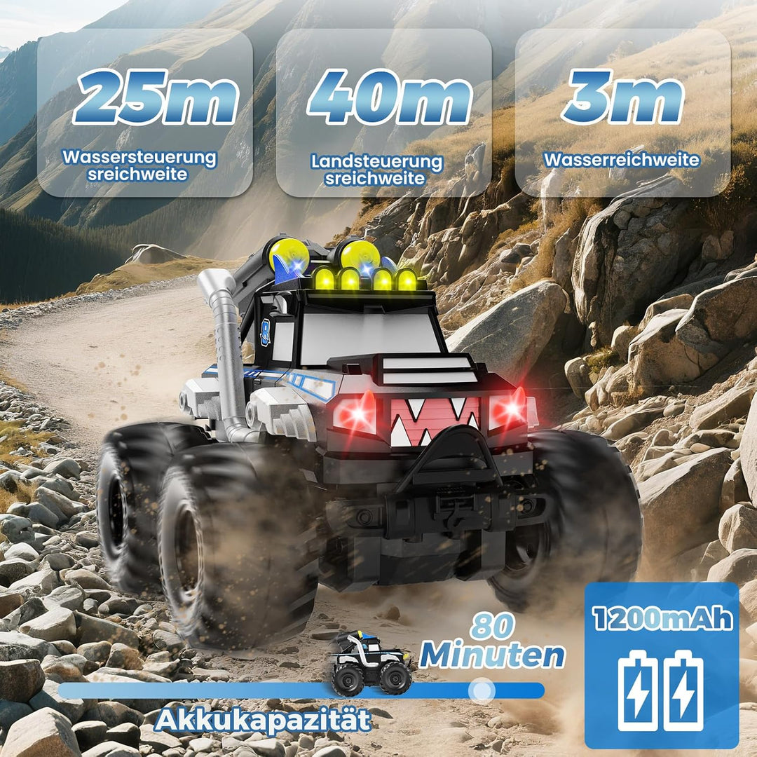 Dysaim Amphibienfahrzeug Ferngesteuertes Auto Offroad, Monstertruck Ferngesteuert, Kinder Spielzeug
