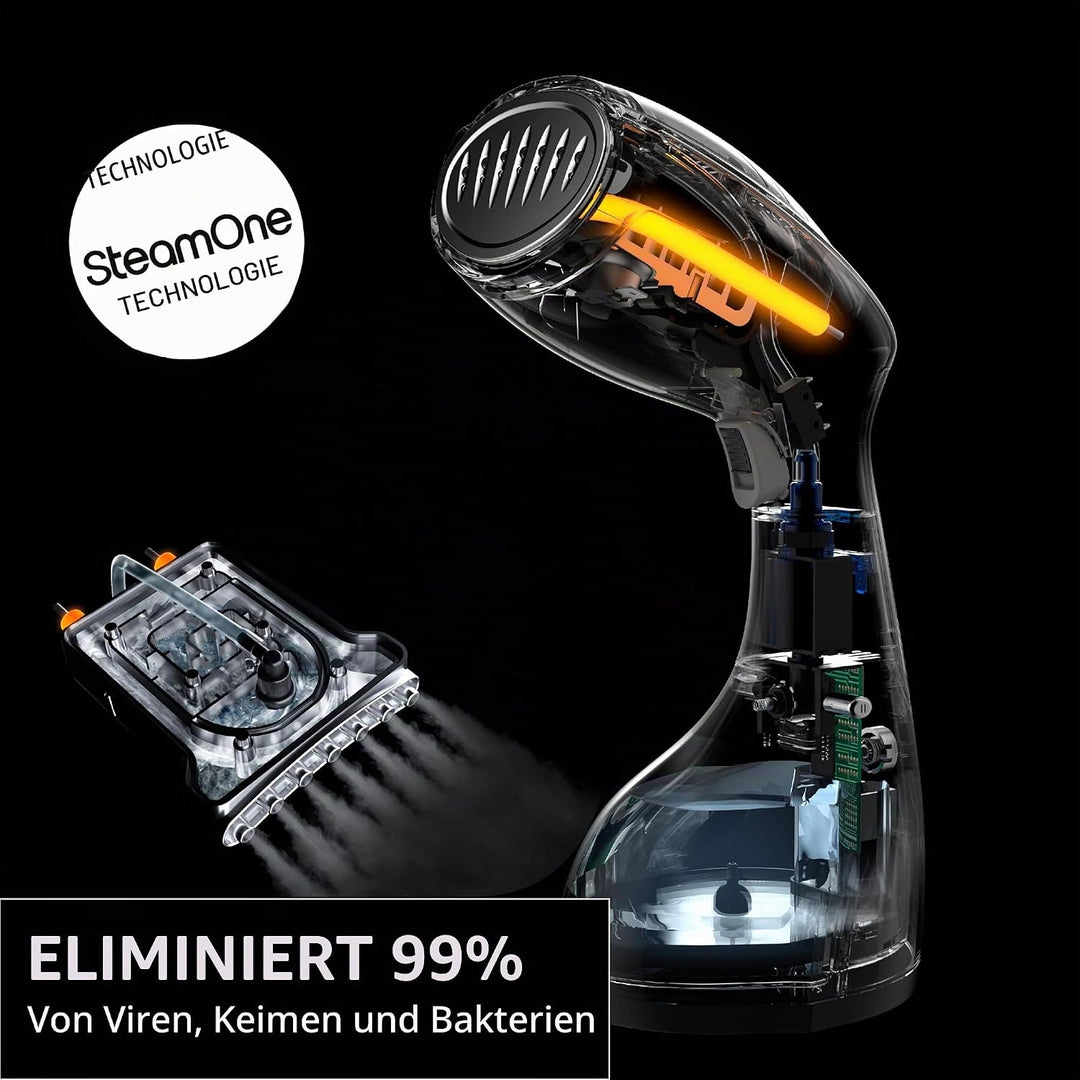 SteamOne - Tragbarer Steamer & Dampfglätter S Travel - Dampfbügler mit 1400W, 24g/min in 30s Einsatz