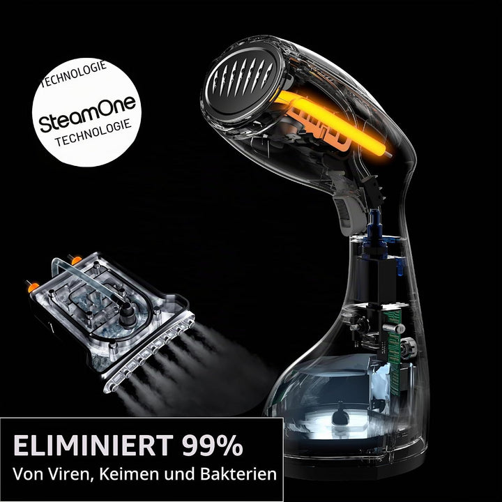 SteamOne - Tragbarer Steamer & Dampfglätter S Travel - Dampfbügler mit 1400W, 24g/min in 30s Einsatz