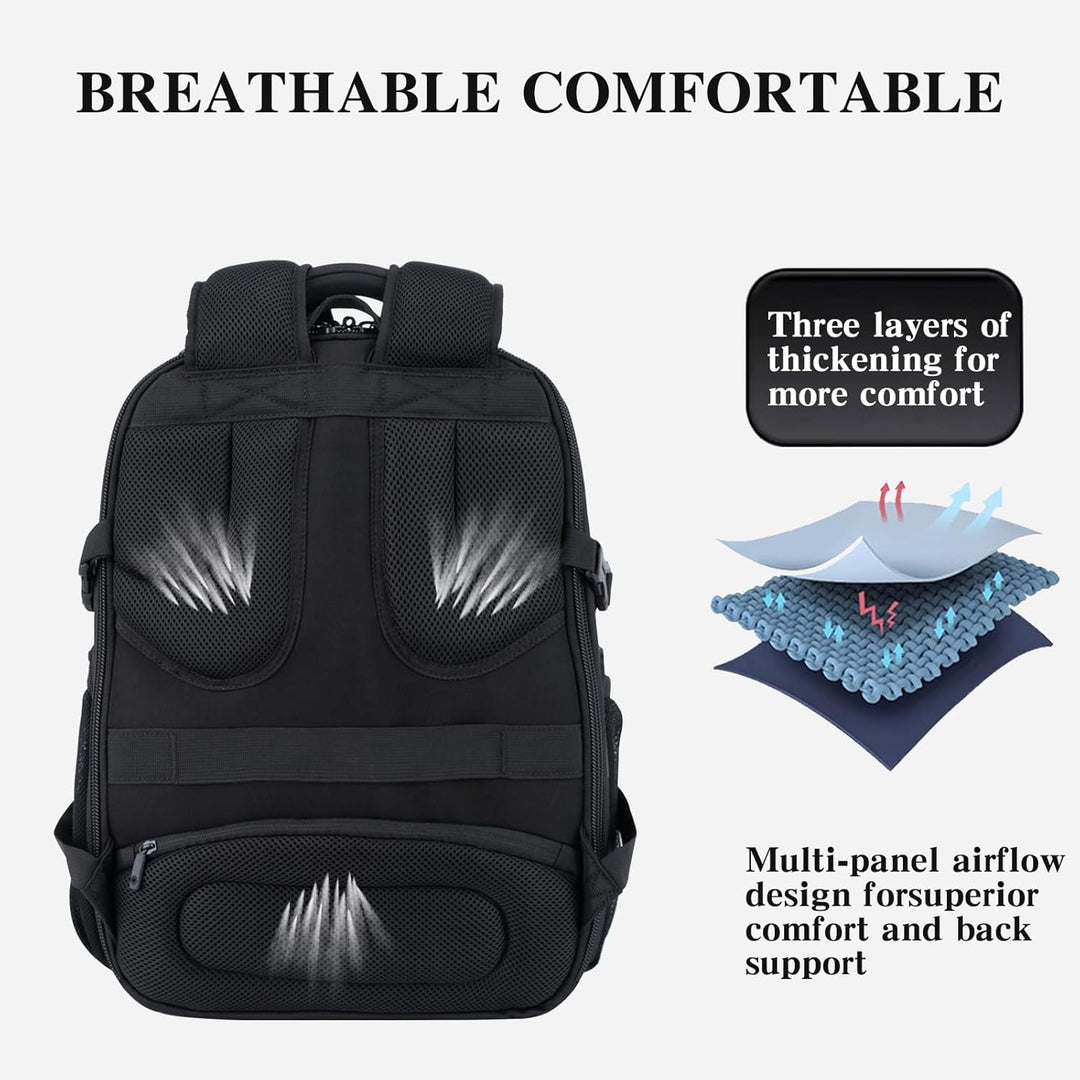 EMPSIGN Gross Laptop Rucksack Herren 17,3 Zoll Arbeit Wasserdicht, Laptoptasche Reisen mit USB Ladea