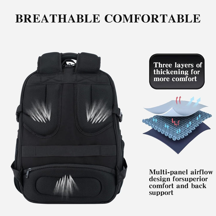 EMPSIGN Gross Laptop Rucksack Herren 17,3 Zoll Arbeit Wasserdicht, Laptoptasche Reisen mit USB Ladea