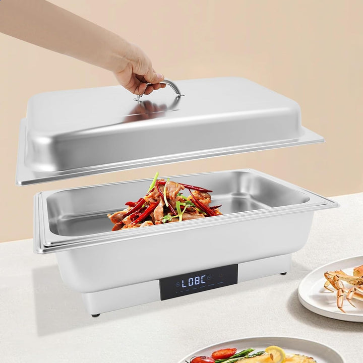 Elektrisches Buffetwärmer Speisenwärmer Chafing Dish Buffet Server Edelstahl Speisenwärmer mit Tempe