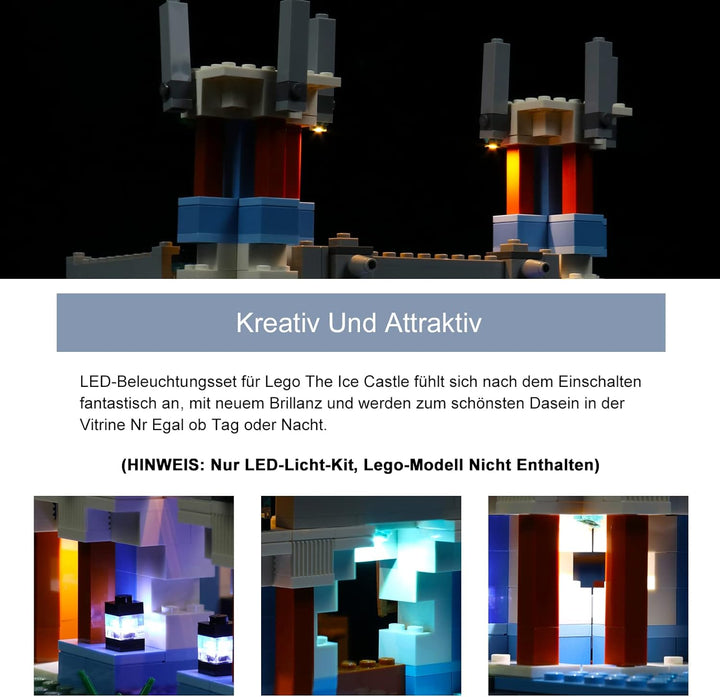 Led Licht für Lego Minecraft Der Eispalast Set (Nur Beleuchtungsset,Baustein nicht enthalten),BrickB