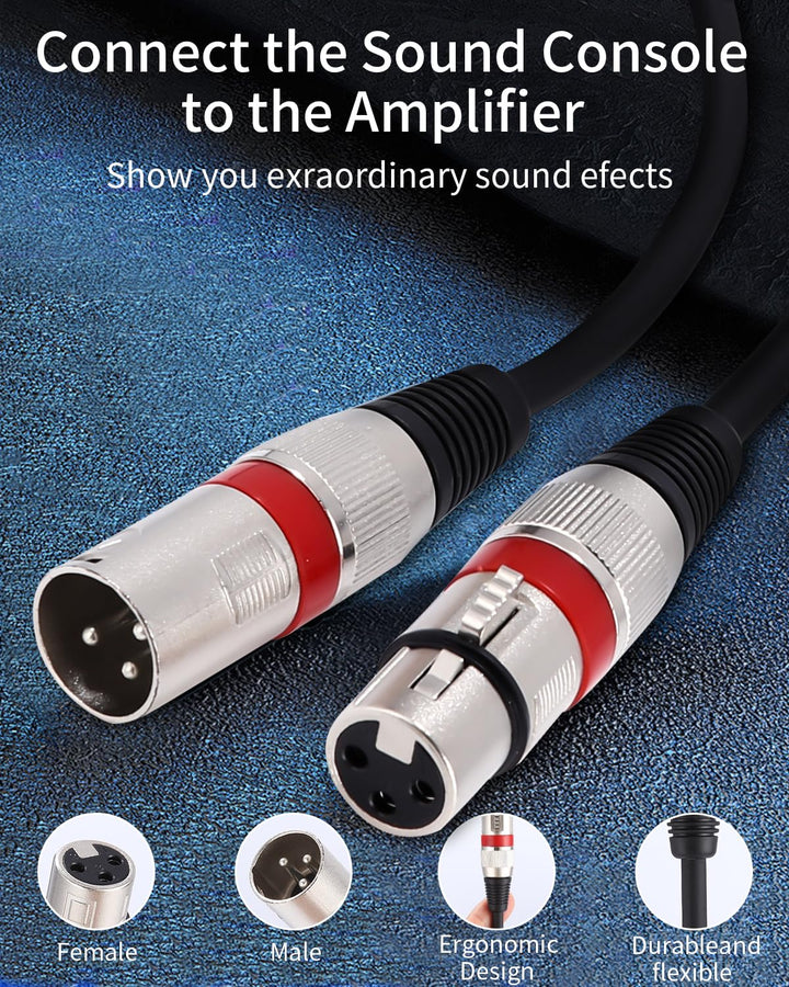 6 Stück 5M XLR Kabel Premium Symmetrisches XLR Mikrofonkabel, Pin DMX Microphone Signal Cable Connec