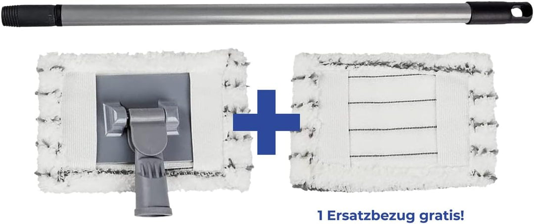 Maximex Teleskop Bad- und Fliesenwischer Profi, 360° Duo-Knickgelenk, Inkl. 2 Bezüge, Waschbar bis 6