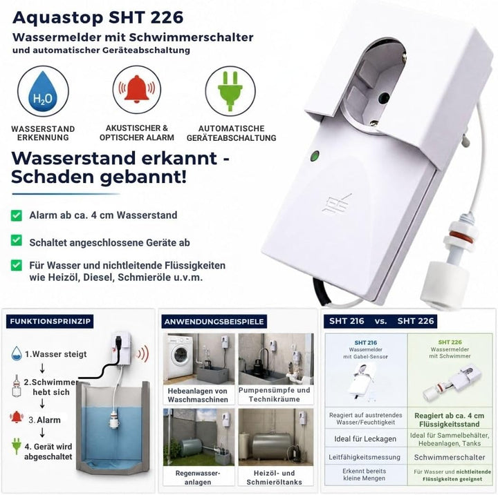 Schabus Aquastop SHT 226 mit Schwimmerschalter, netzbetrieben (B x H x T) 57 x 121 x 38 mm, (B x H x