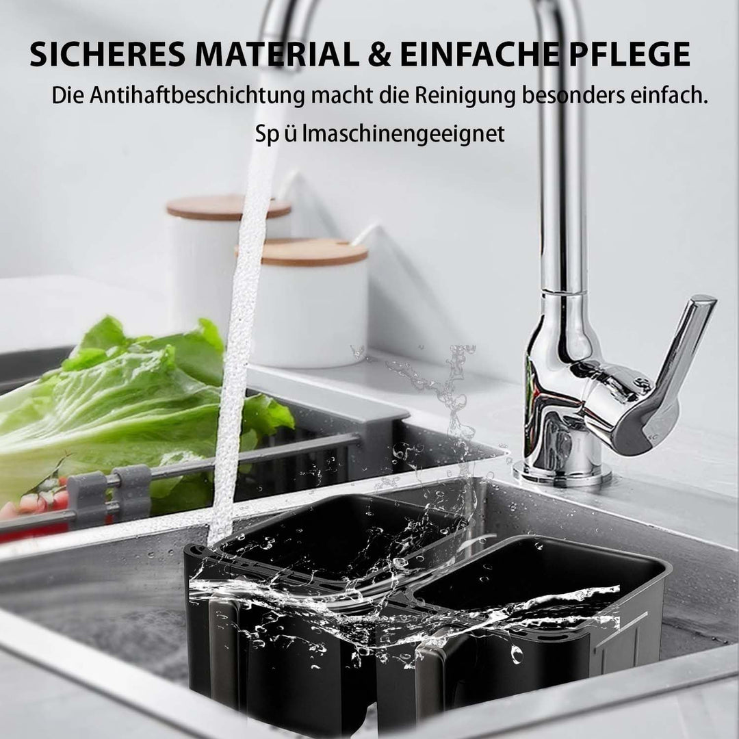 Heissluftfritteuse 2 kammern mit Sichtfenster, 8L Airfryer, 2 Fächer, 12-in-1, Touchscreen, Spülmasc