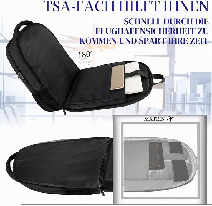 MATEIN Grosser Laptop Rucksack 17 Zoll Laptoptasche für Schule Arbeit mit USB Ladeanschluss Anti Die